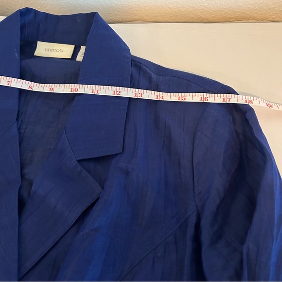 Chico’s cobalt blue linen blend blazer jacket size L (2) office career classic - Picture 6 of 10